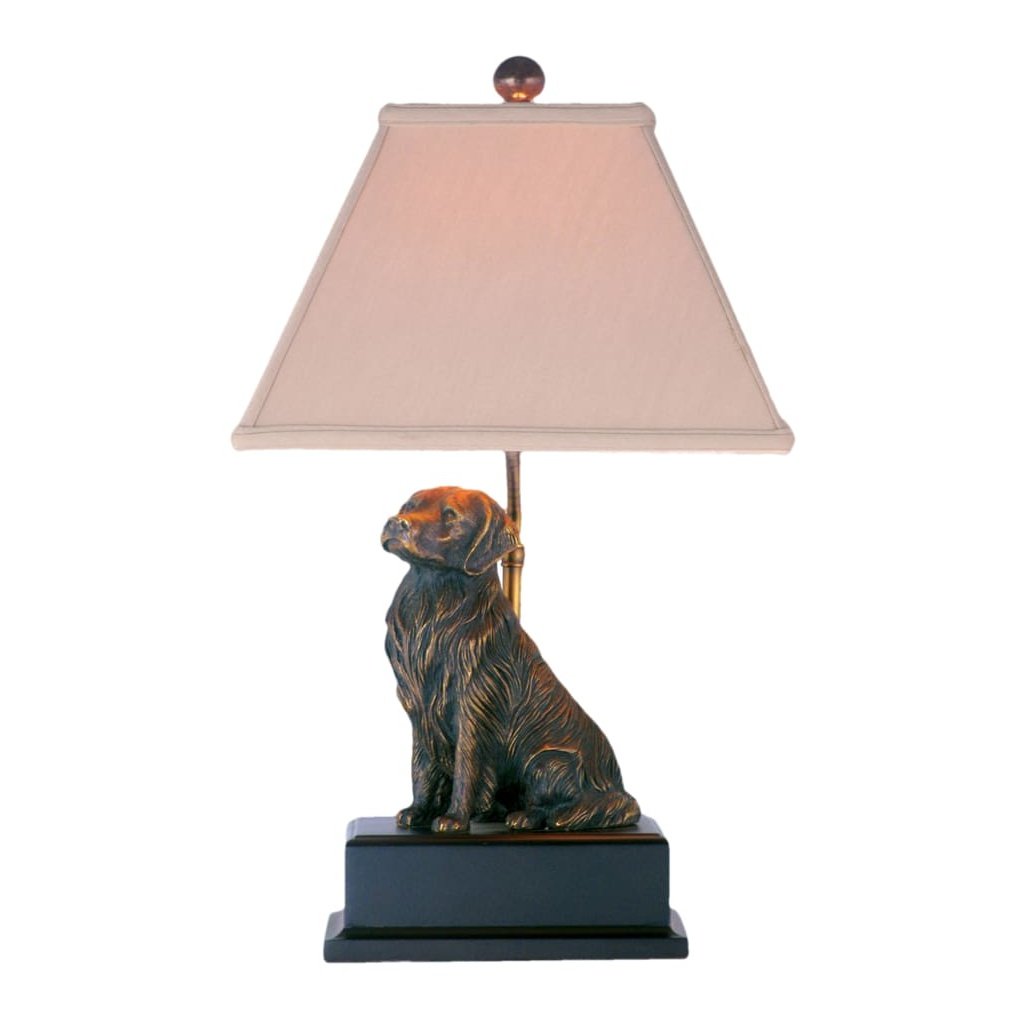 Bronze Golden Retriever Table Lamp Oriental Lamp Shade